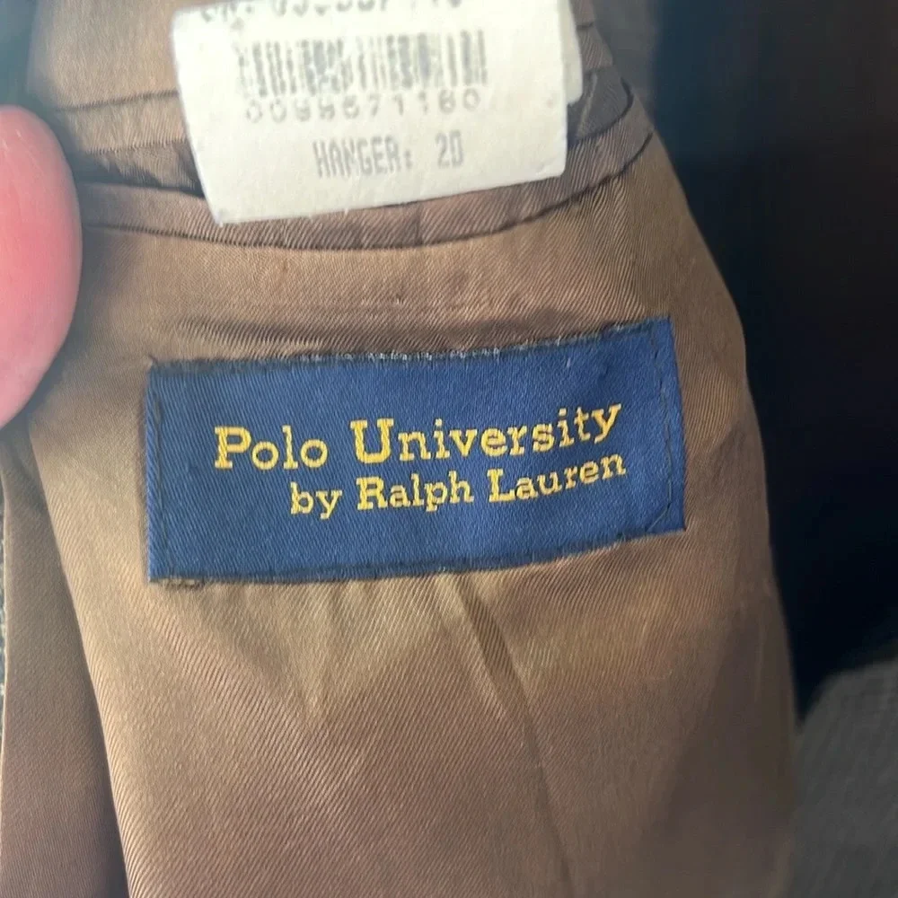 Polo University by Ralph Lauren 100% Wool Gingham Classic Black Brown Blazer 42